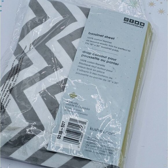 Kushies Grey White Chevron Baby Bassinet Sheet - Picture 8 of 8
